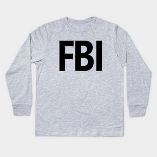 FBI Shirt FRONT Print Black Kids Long Sleeve T-Shirt